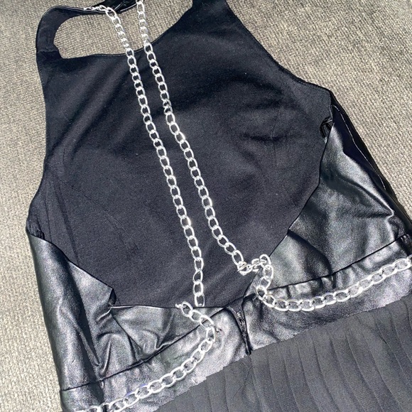 Halter maxi dress with leather top and chains with see through bottom and lining - Picture 9 of 10